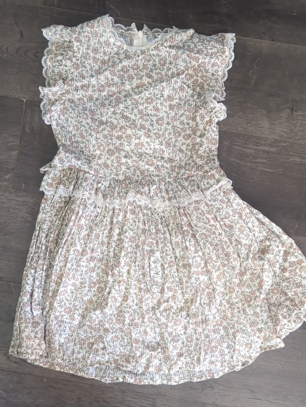 Noralee Floral Ruffle-Trim Kids Dress in Cream and Pink